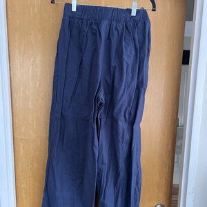 Encircled Comfy Wide Leg Linen Cotton Pant Blue M
